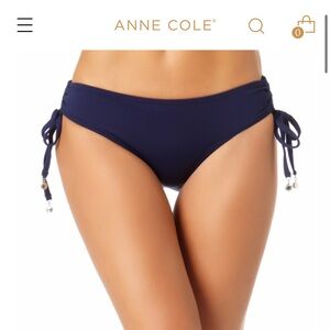 Anne Cole Navy Bikini Bottom with Side Ties